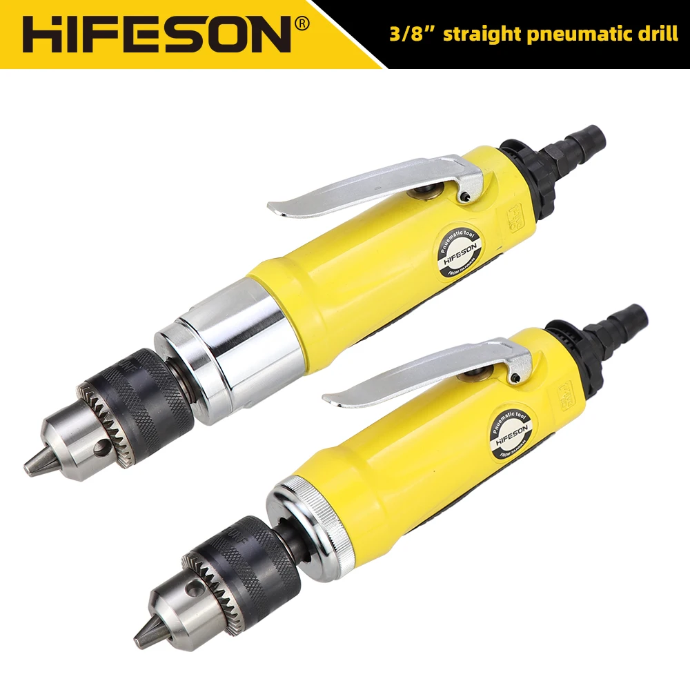 HIFESON Pneumatic Drill High/Low-speed Cordless Pistol Straight Type Pneumatic Gun Drill Reversible Air Drill for Hole Drilling