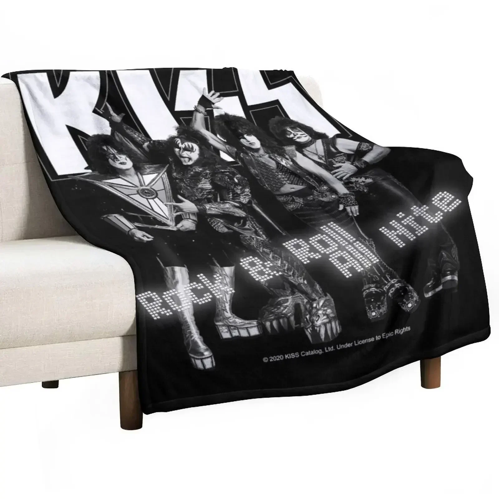 

KISS  Rock & Roll All Nite - Full Black and White Throw Blanket Thin Baby cosplay anime Blankets