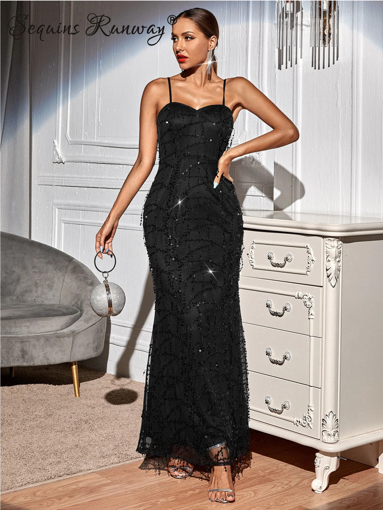 

Sexy slip backless black sequin Summer dress women elegant corset party dress bodycon maxi dress prom evening dresses vestidos