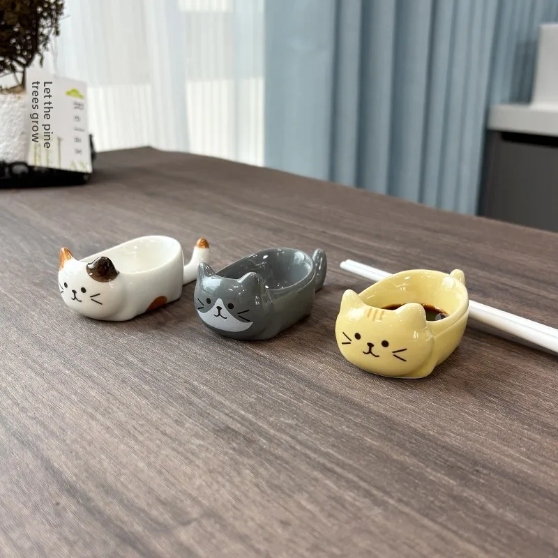 

Cerc aped Flavor Di Japanese Sle Cartoon Design Porcelain Sauce Di for Hot Pot And BBQ Home Use Seasoning Plate