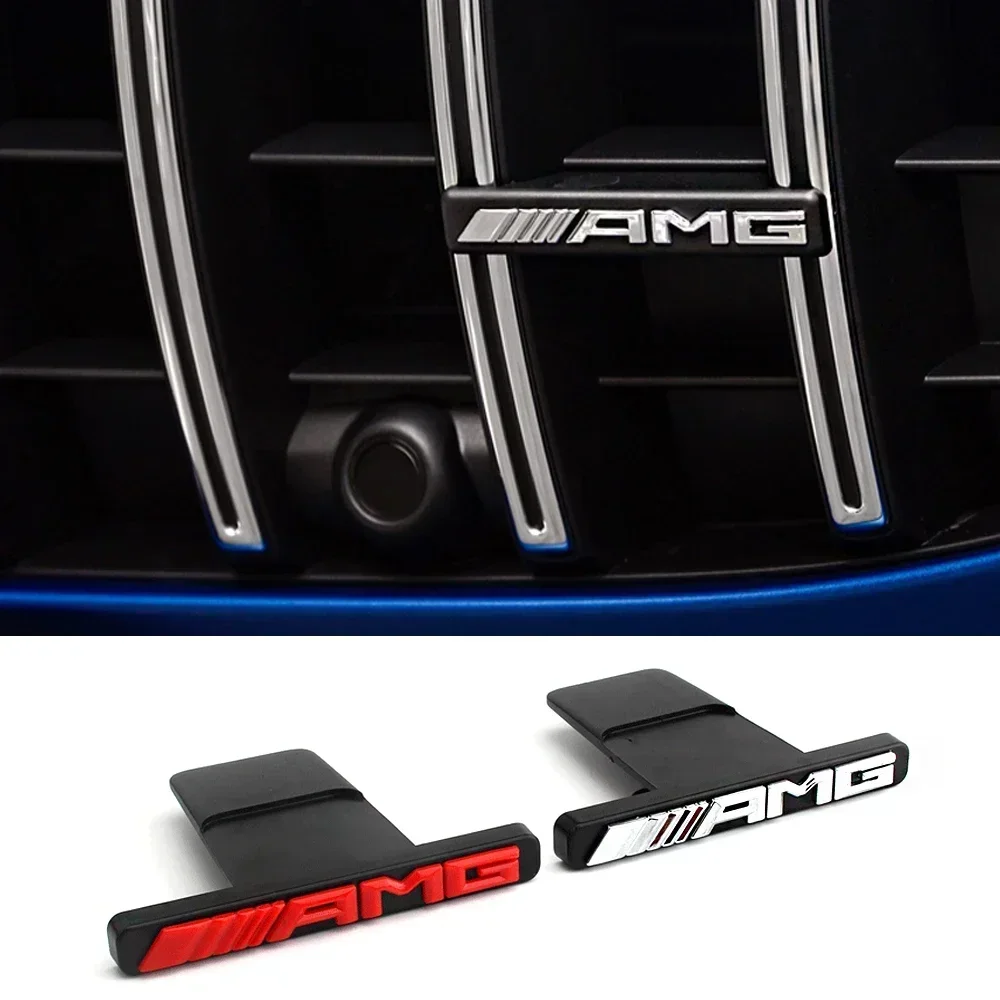 ABS AMG Logo Front Grille Badge Car Sticker Modification Accessories for Mercedes Benz W211 W212 W213 GLA C E S G Class CLA GLK