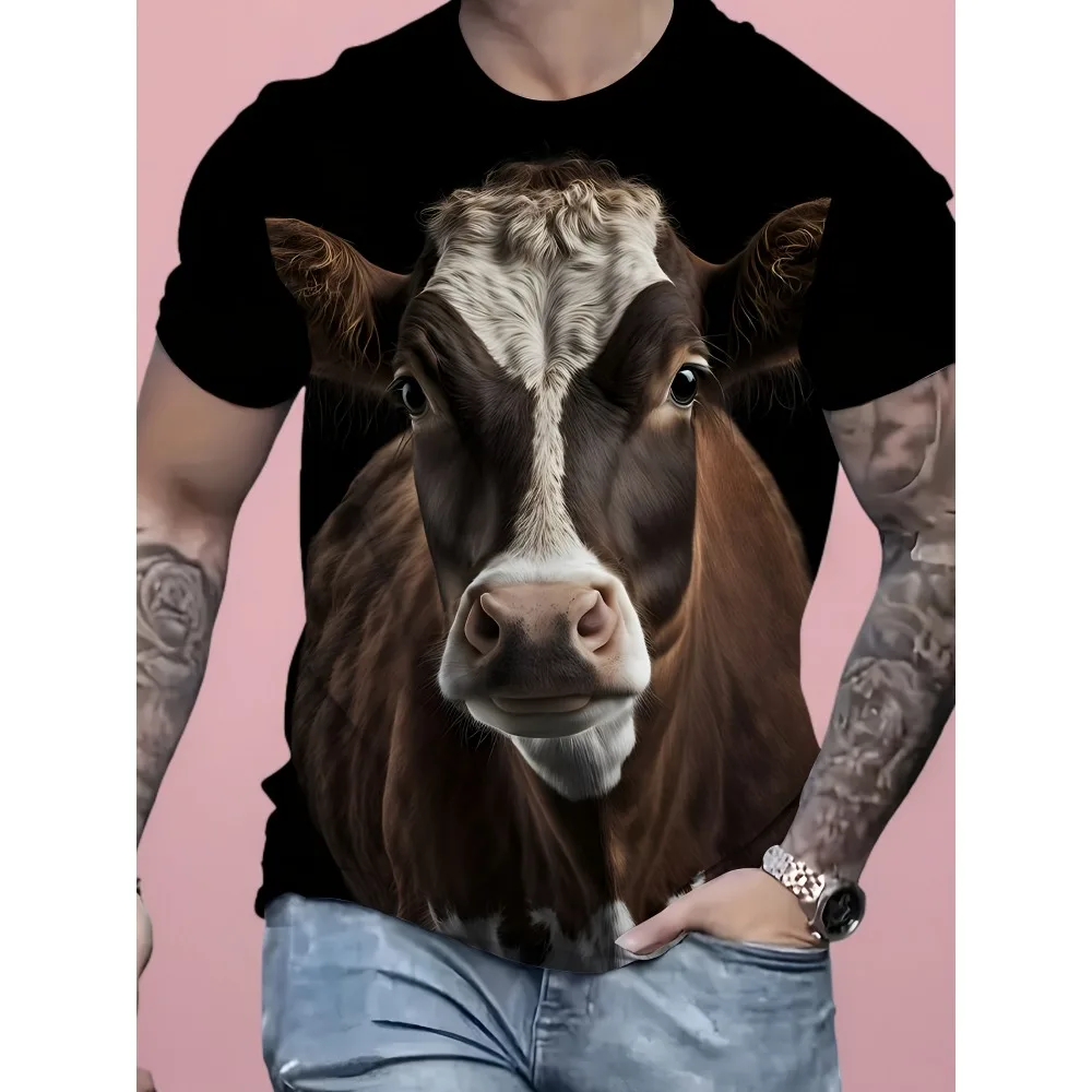 

Summer Men's Women's 3D Printing Cow Graphic Quick-drying T-shirts Unisex Outdoor Fitness Tees Fashion Casual Street Wear Tops