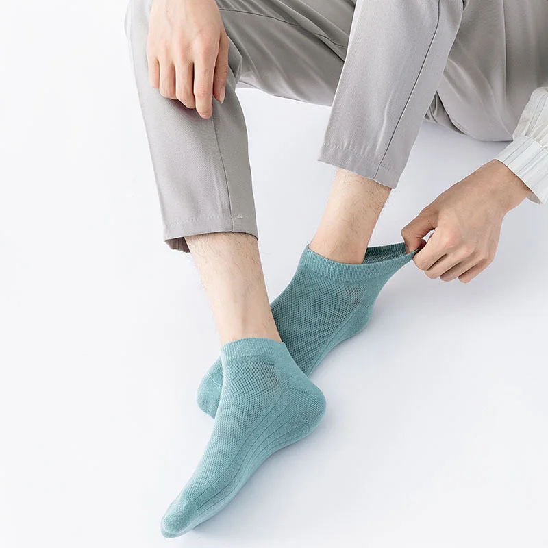 Hochwertige 6 Paar/Set Herren-Bootsocken aus Baumwolle, Sommer-Business-Mesh-Atmungsaktive Herrensocken, Neue Herrensocken in Übergröße EU38-45 – Detail 7