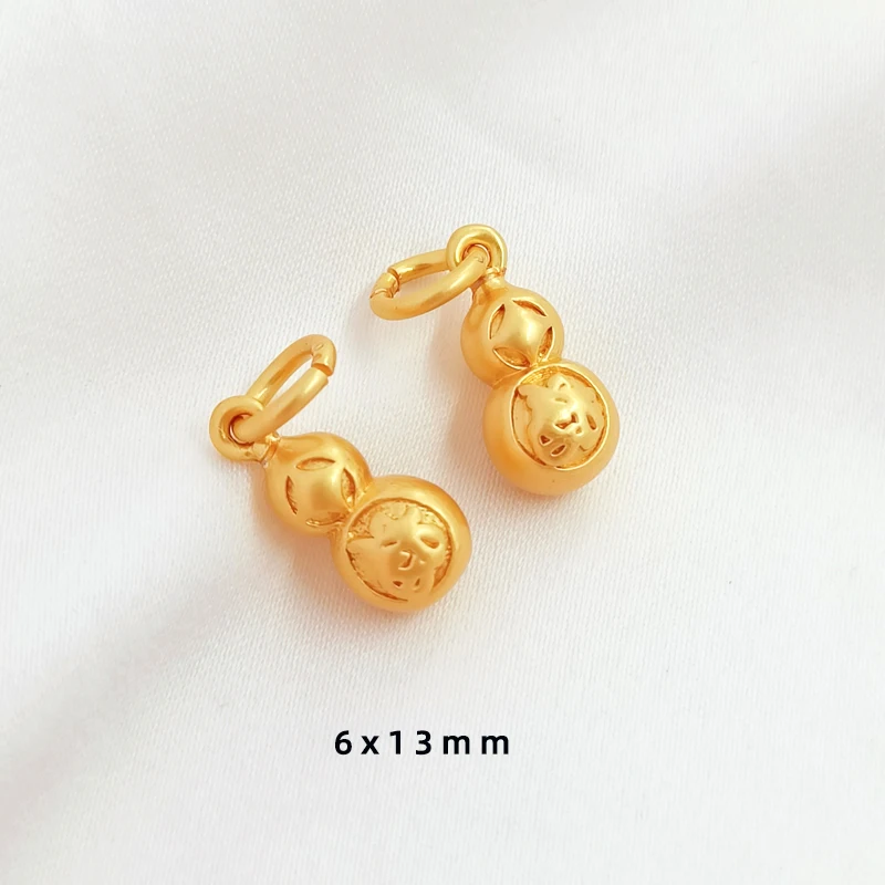 4 pieces  6x13mm  Dummy Gold Solid Double sided Lucky Gourd Pendant  DIY made jewelry discovery necklace earrings accessories