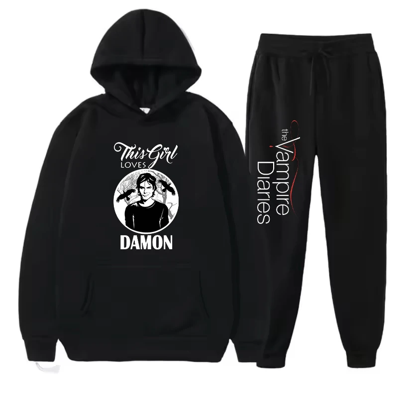 Hot Sale Men's Tracksuit The Vampire Diaries Comfortable Hooded Sportswear and Sweatpants Men Women Fashion Sports Suits Jogging