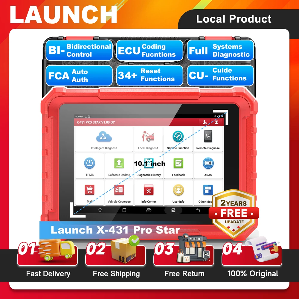 

LAUNCH X431 PRO STAR Профессиональный сканер OBD2 Полная система двунаправленного кодирования ECU CANFD/DOIP FCA AutoAuth Инструменты для диагностики автомобилей