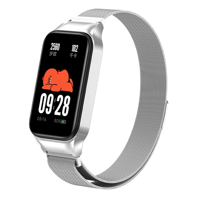 Milanese Loop Band voor Xiaomi Mi Band 9 Active Strap Metalen Magnetische Armband Horlogeband voor Redmi Band 3 Vervangbare Band