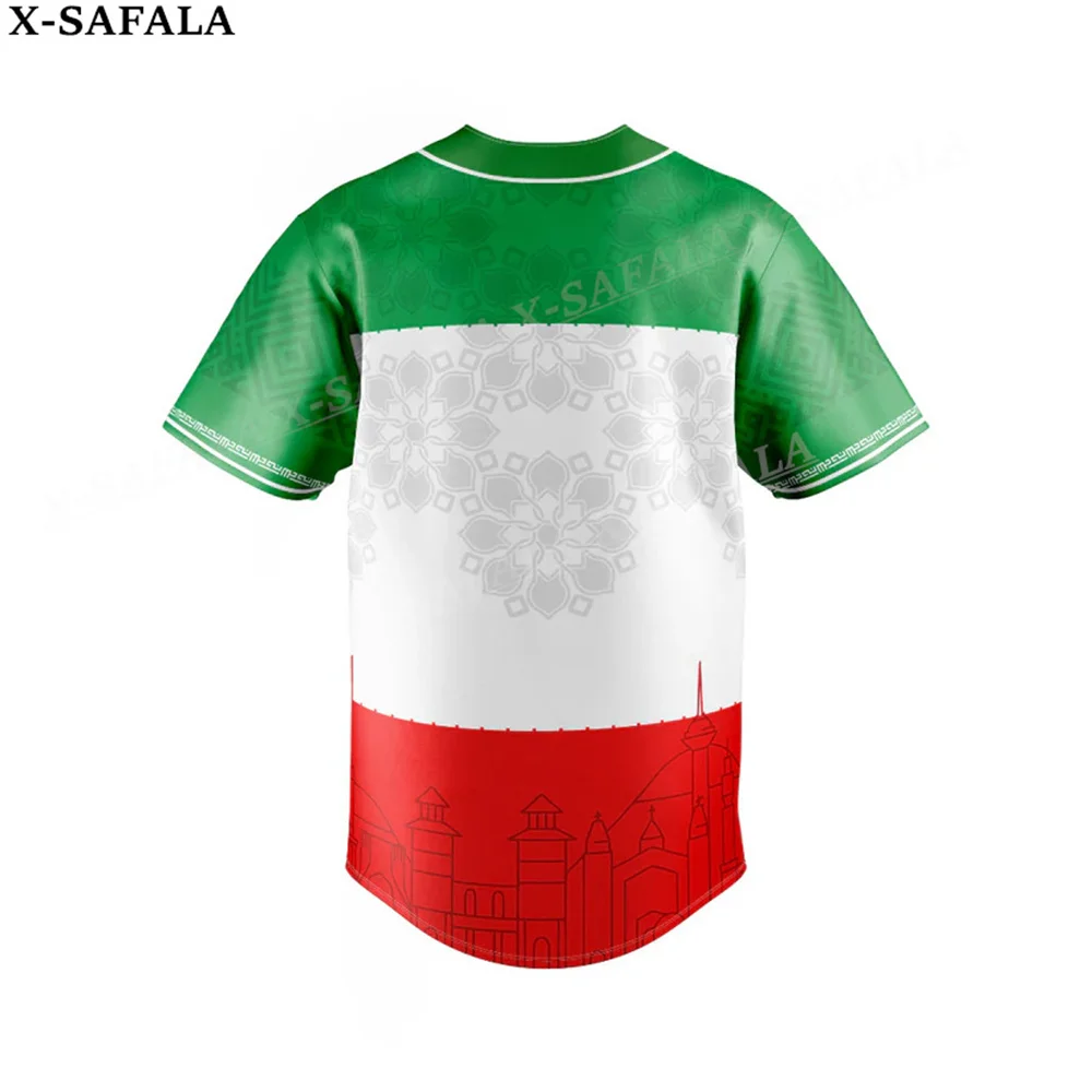 Iran Love Country Flag Coat Of Arms Iran 3D Printed Baseball Jersey Shirt Men's Tops Tee Oversized Streetwear Jersey-4