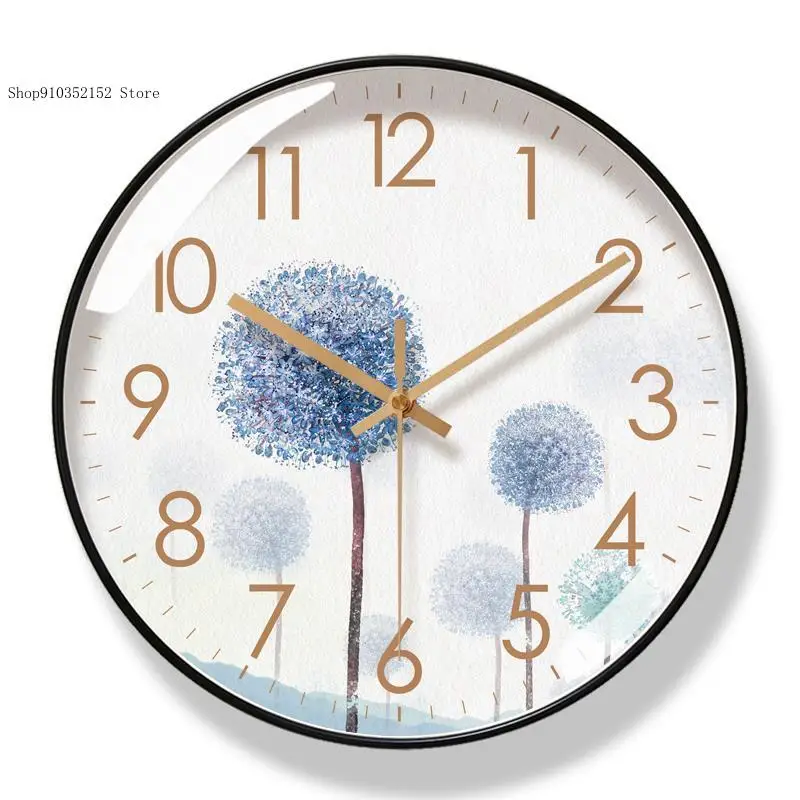 6260 Households Wall Clock Flower Dandelion Living Room Clock Simple Countryside Silent Sweep Second Clock