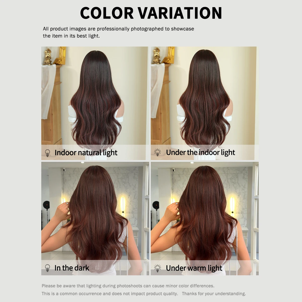 7JHH WIGS Long Body Wave Mocha Brown Wig for Women Modest Fashion Synthetic Layered Middle Part Dark Red Wigs with Curtain Bangs - view 6