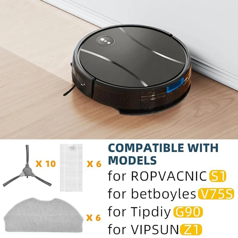 مجموعة الملحقات لـ ROPVACNIC S1، لـ Tipdiy G90، لـ Betboyles V75S، لجزء استبدال مكنسة الروبوت VIPSUN Z1