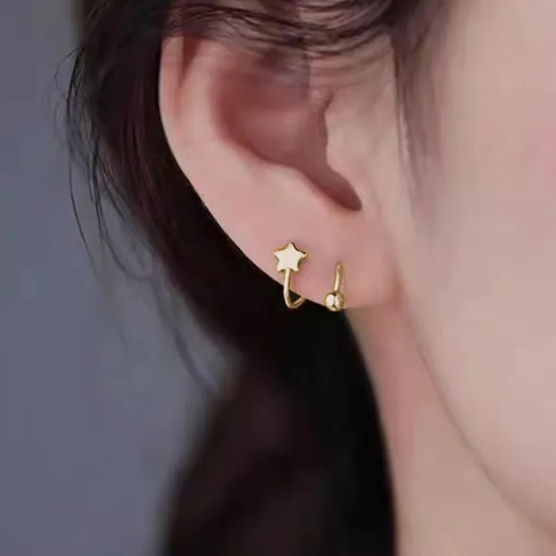 Simple Fashionable Versatile Spiral Love Pentagonal Star Spherical Earrings Korean Y2K Style Personalized Sweet Cool Earrings