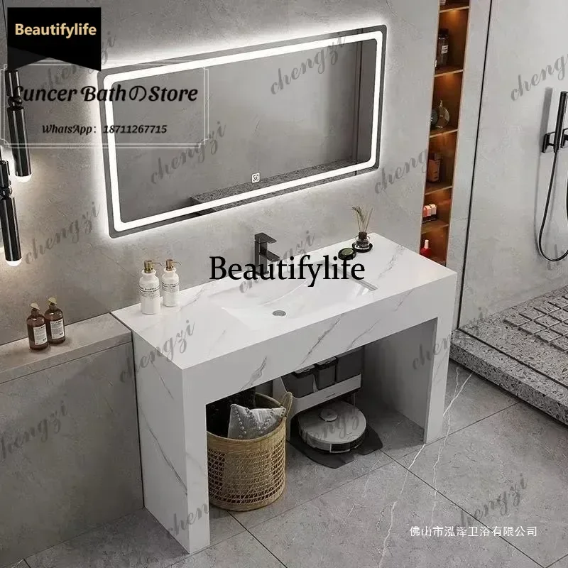 Modern simple new rock slab ceramic basin bathroom cabinet combination floor-to-ceiling toilet face wash sink sink sink b567
