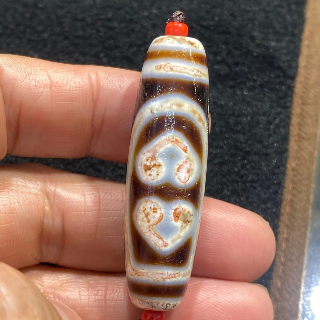 1pcs/lot 40-48mm Brown Calcified Agate Dzi Bead Weathered Patina Tibetan Loose Beads Bracelet Necklace Accessory Taiwanese Craft