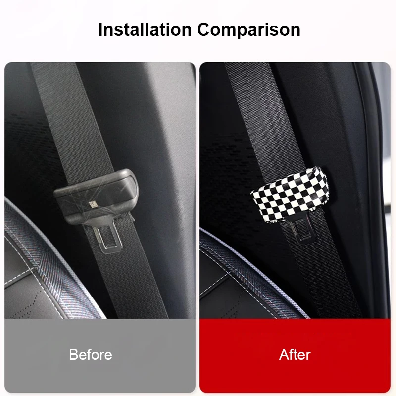 3D Leather Car Front Rear Seat Belt Buckle Clip Protector Cover Accessories For Mini Cooper E SE J01 EV J05 Aceman 2024 2025