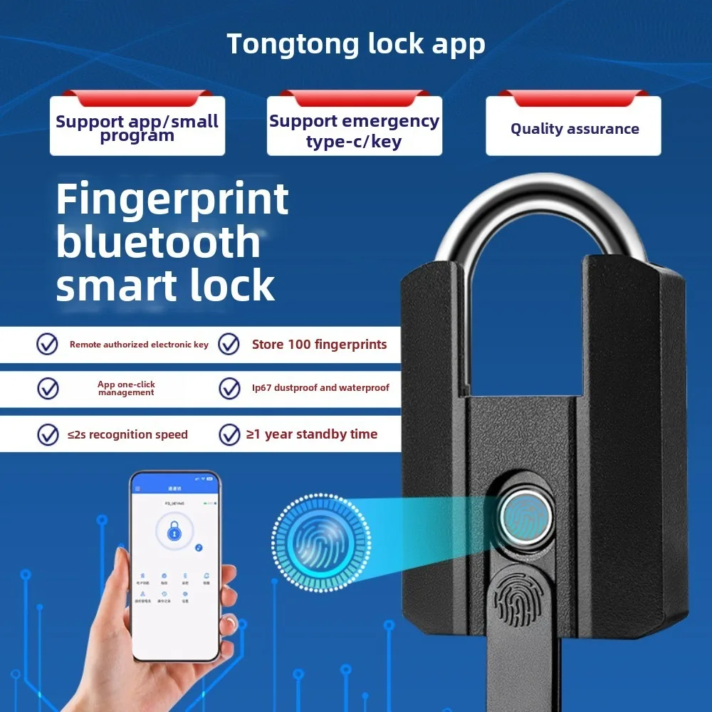 

Padlock TTlock App Control Fingerprint Keyless Waterproof IP67 Outdoor Biometric Tough