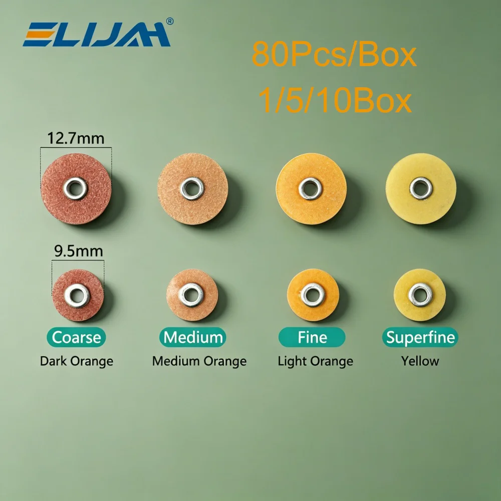 

ELIJAH Dental Polishing Discs 80Pcs/Box 135℃ Autoclavable Mandrel for Composite & Restorations Dental Consumables Materials