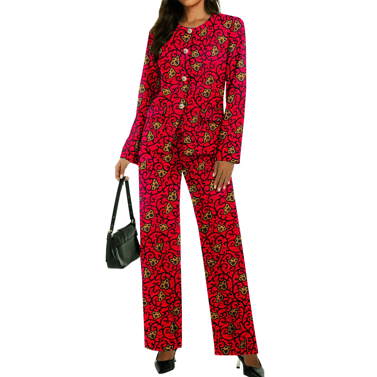 

African Attire for Women Dashiki Outfit 2 Piece Coat and Pant Anakra Kente Wax Print Clothes