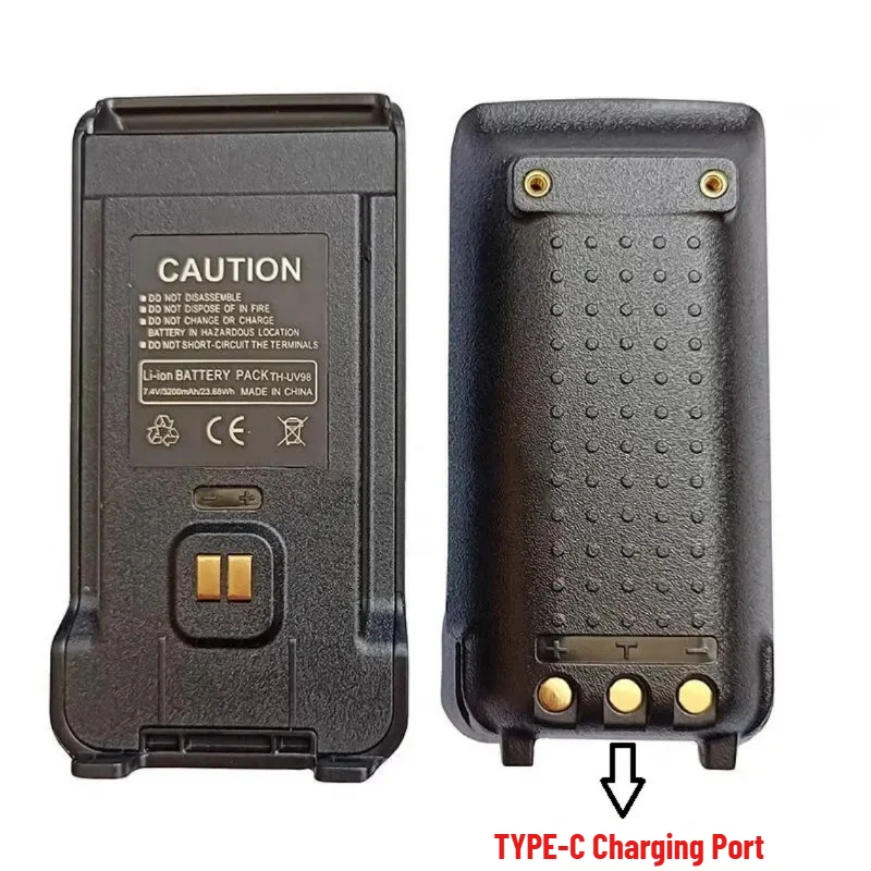 TH-UV98 Walkie‑talkie Battery 7.4V 3200mAh TYPE-C for Retevis RT85 for TYT TH-UV88 Two Way Radio Replacement Battery