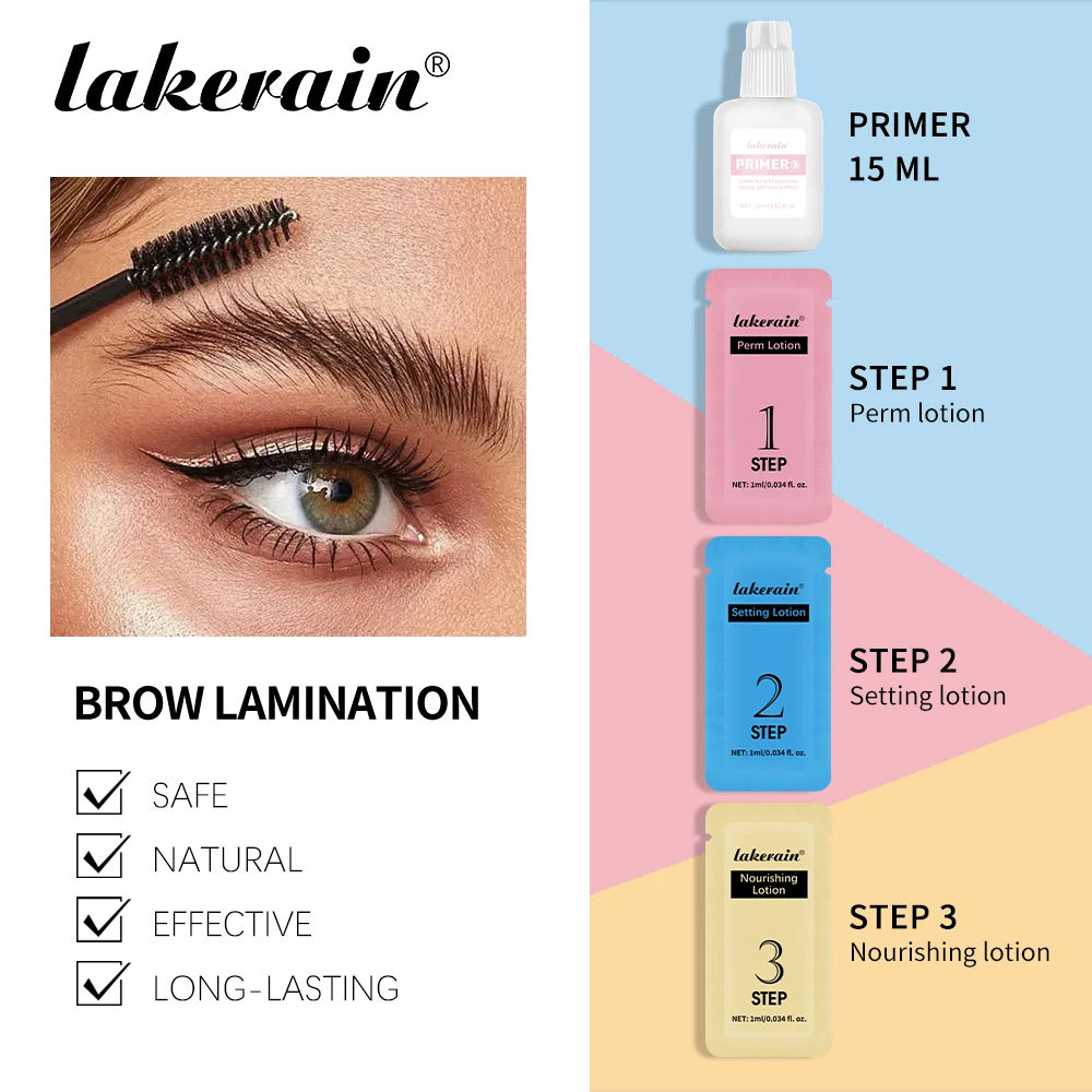 Zestaw do laminacji brwi Lakerain Profesjonalny zestaw do trwałej na brwi DIY Tworzy pełne i gęste brwi Trwały makijaż brwi Naturalny wygląd