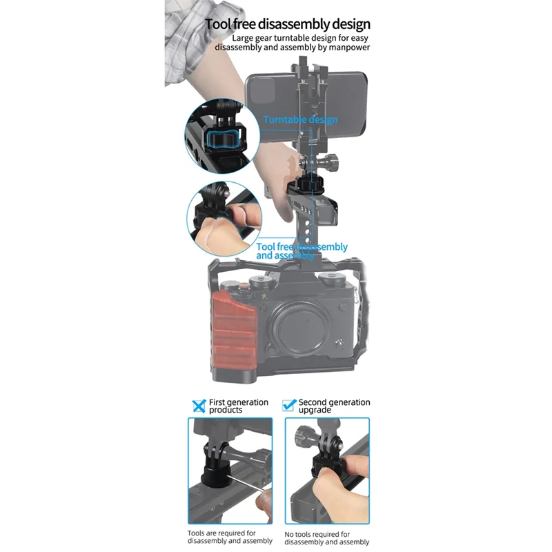 Solid For Upgraded 2Rd Gopro Three-Card To 1/4 Adapter Alai Positioning Disassembly Fixed Mounting Base,Black A Durable