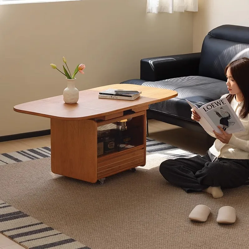 رفع البطاطس طاولة القهوة القابلة للطي الشمال الخشب الصلب طاولة القهوة المتنقلة سجل الرياح غرفة المعيشة شقة صغيرة أريكة طاولة جانبية