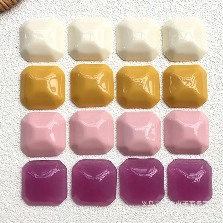 5pcs geometric square multi-faceted semi-transparent grape violet resin Flat Back Cabochon For DIY Jewelry Making Accessories