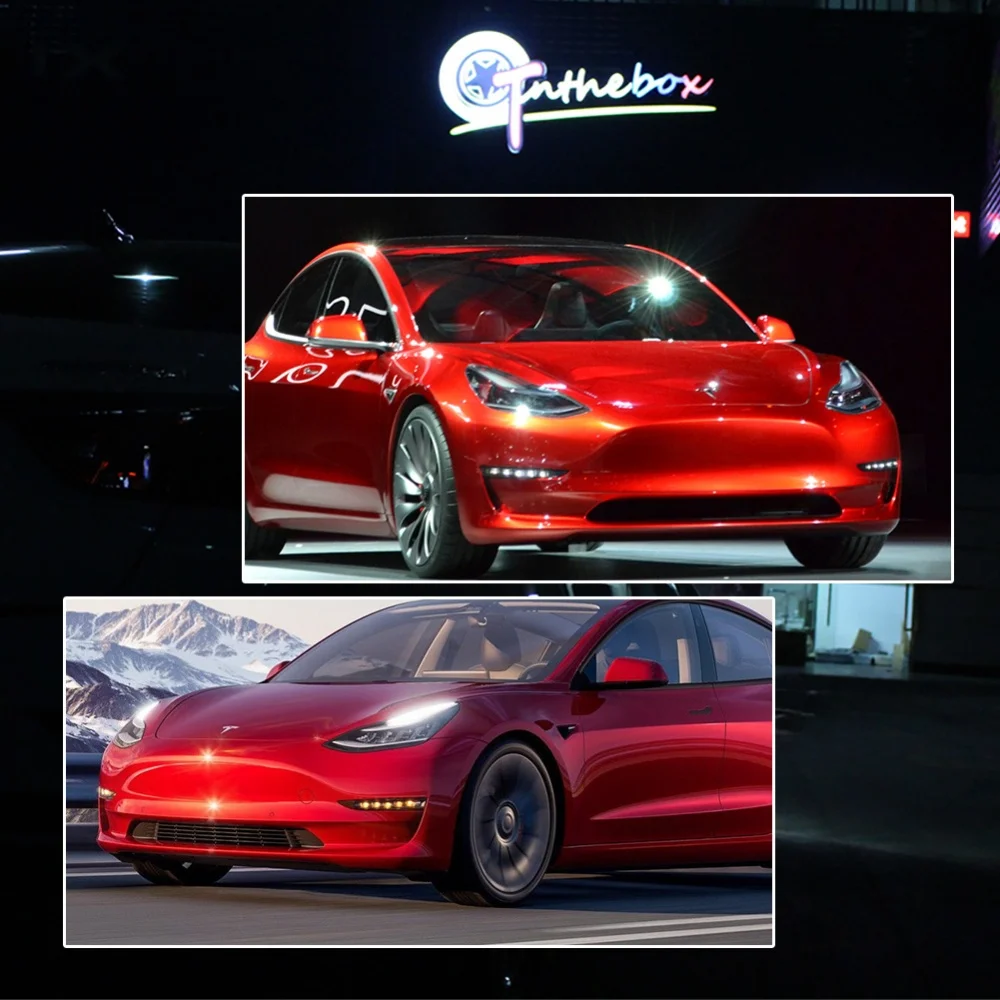 White LED Front Bumper DRL Driving/Fog Lights Sequential Amber Turn Signal Lights For Tesla Model 3 2017-2023 & Model Y 2020-up view 6