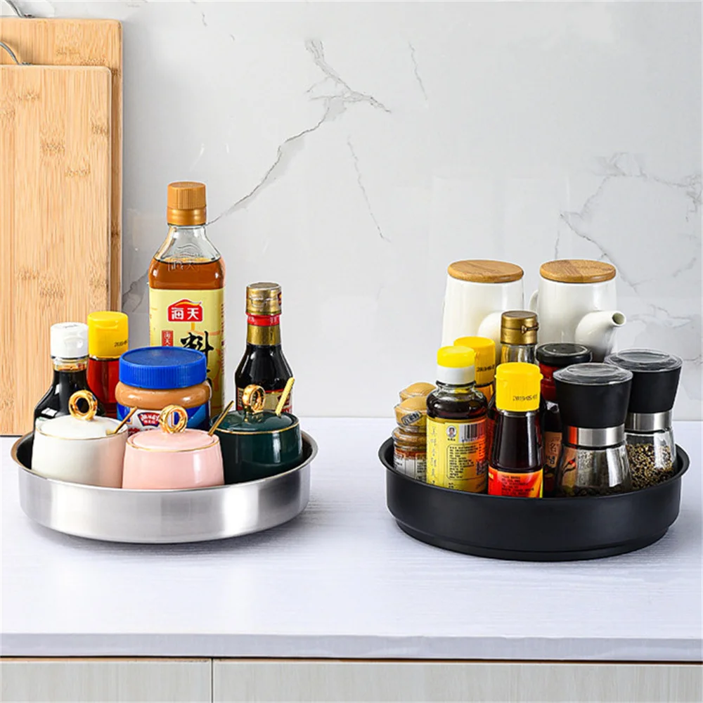 

360 Rotating Seasoning Storage Rack Multifunction Pantry Cabinet Turntable For Cosmetics Kitchen Accessories Organizer Tray 2024