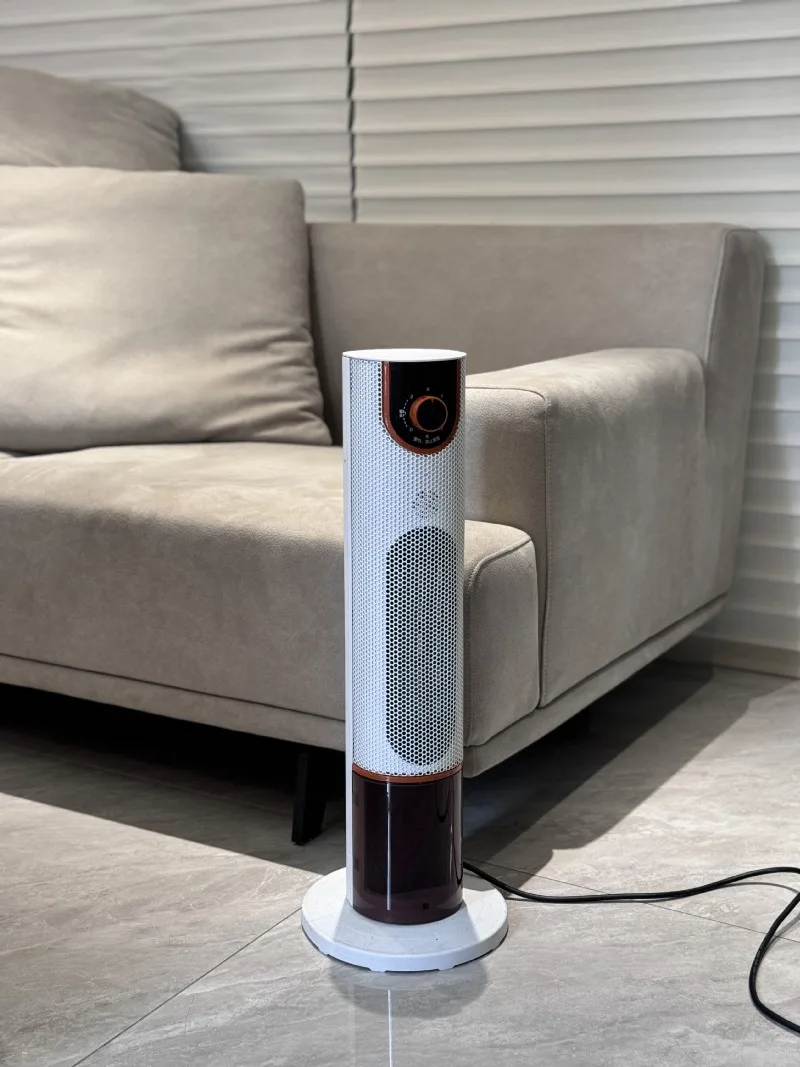 Intelligent Simulated Flame Heater, Vertical Voice Warm Air Blower with Humidifier for Home Bedroom