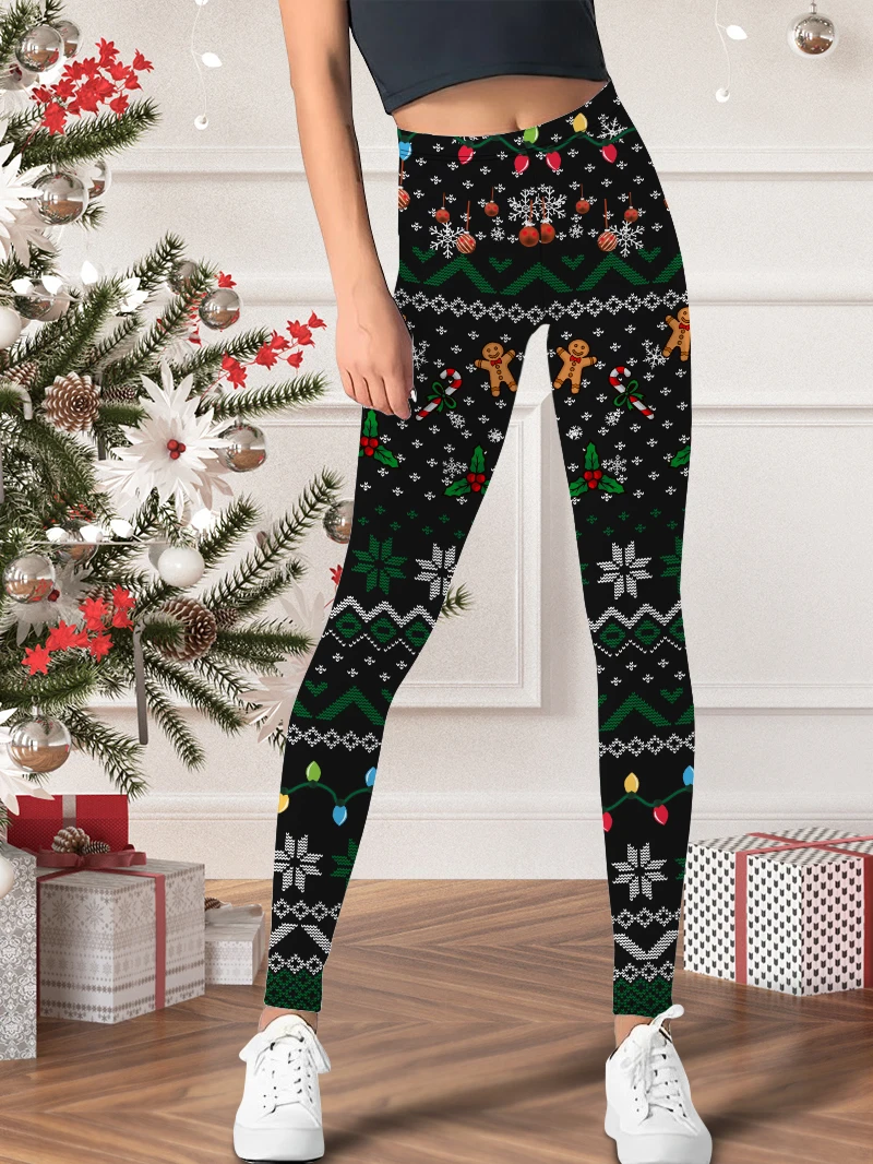 Dames thuis dagelijkse kerstsfeer legging feestelijk dagelijks leuk vakantiepatroon bedrukte legging