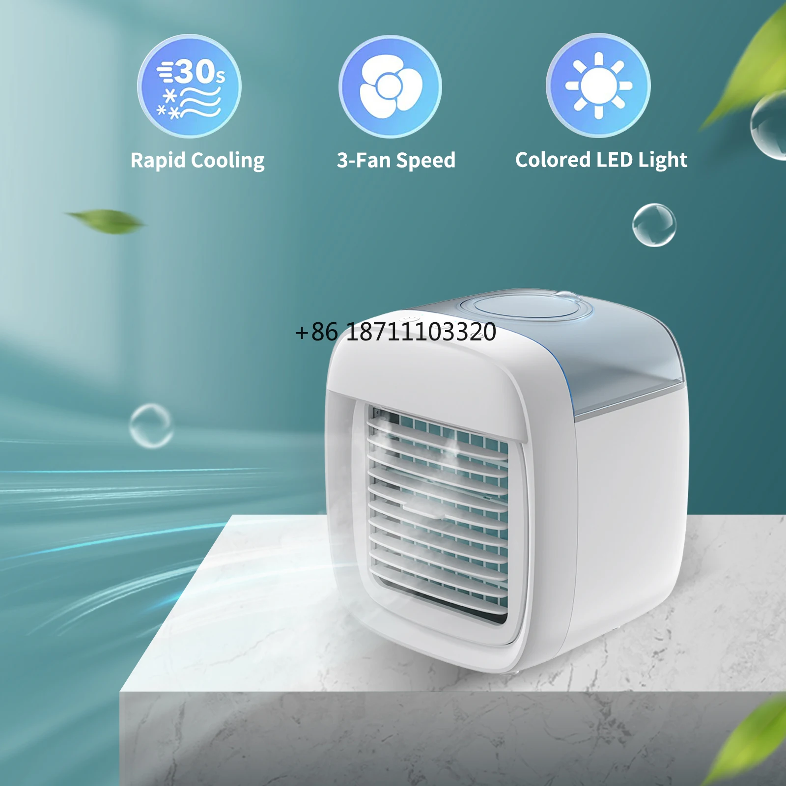 4 IN 1 Evaporative Air Cooler 3 Speeds Humidify Air Mini Portable Small Air Conditioner for Room Car Office Camping