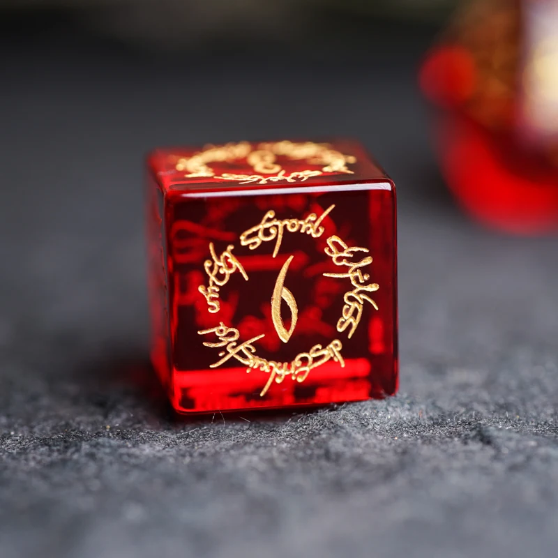 Cthulhu DND Dice Engraved Elf Secret Word RPG Dice Red Glass Beads COC Board Games Die Dungeons and Dragons Personalized Gifts