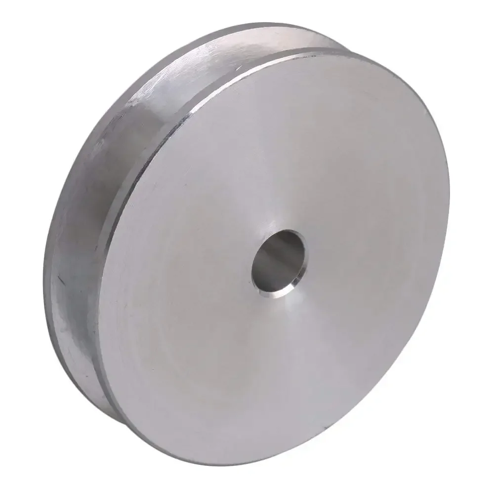 Silver Aluminum Alloy 4.1x1.6x0.6cm  Fixed Bore Single Groove V-shape Pulley for Motor Shaft 0.3-0.5cm PU Round Type Belts