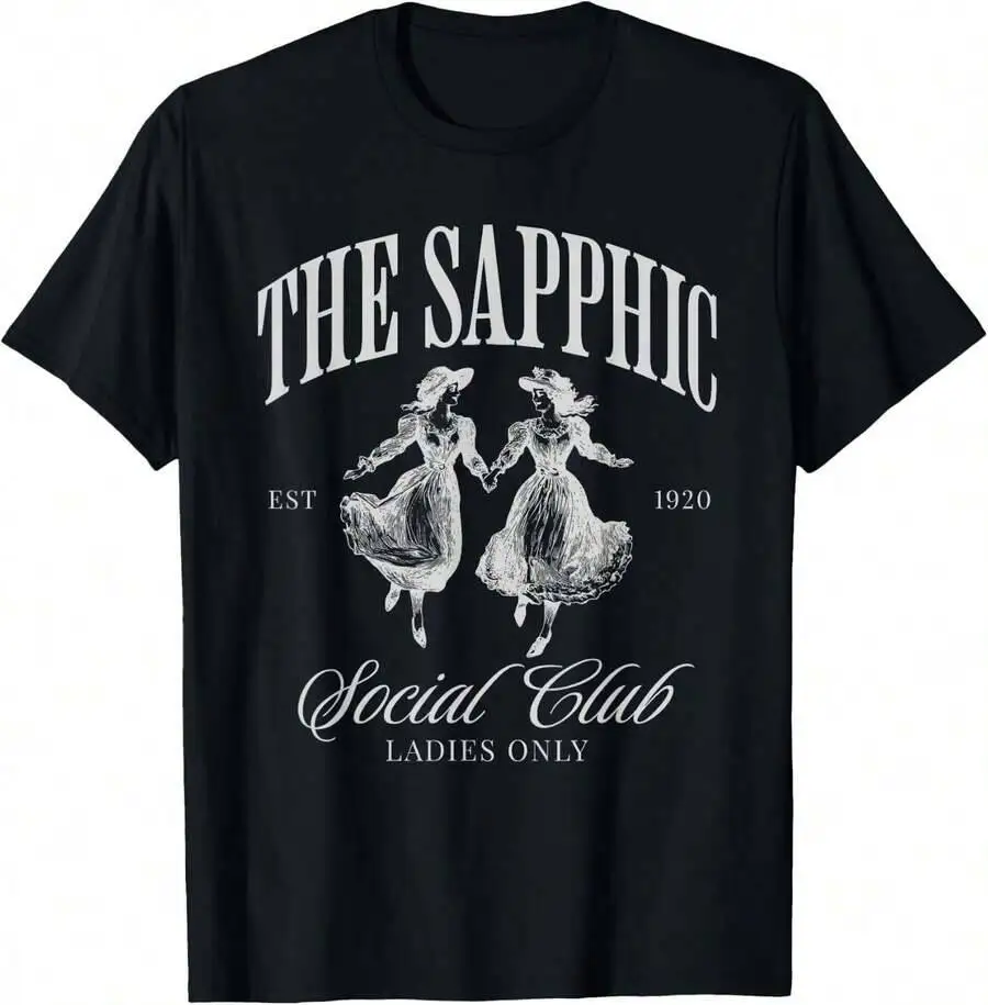 The Sapphic Tendencies Social Club LGBT Gay Lesbian Pride T-Shirt 100% Cotton Trendy Y2K Short-Sleeve Tee – Soft, Quick-Drying,