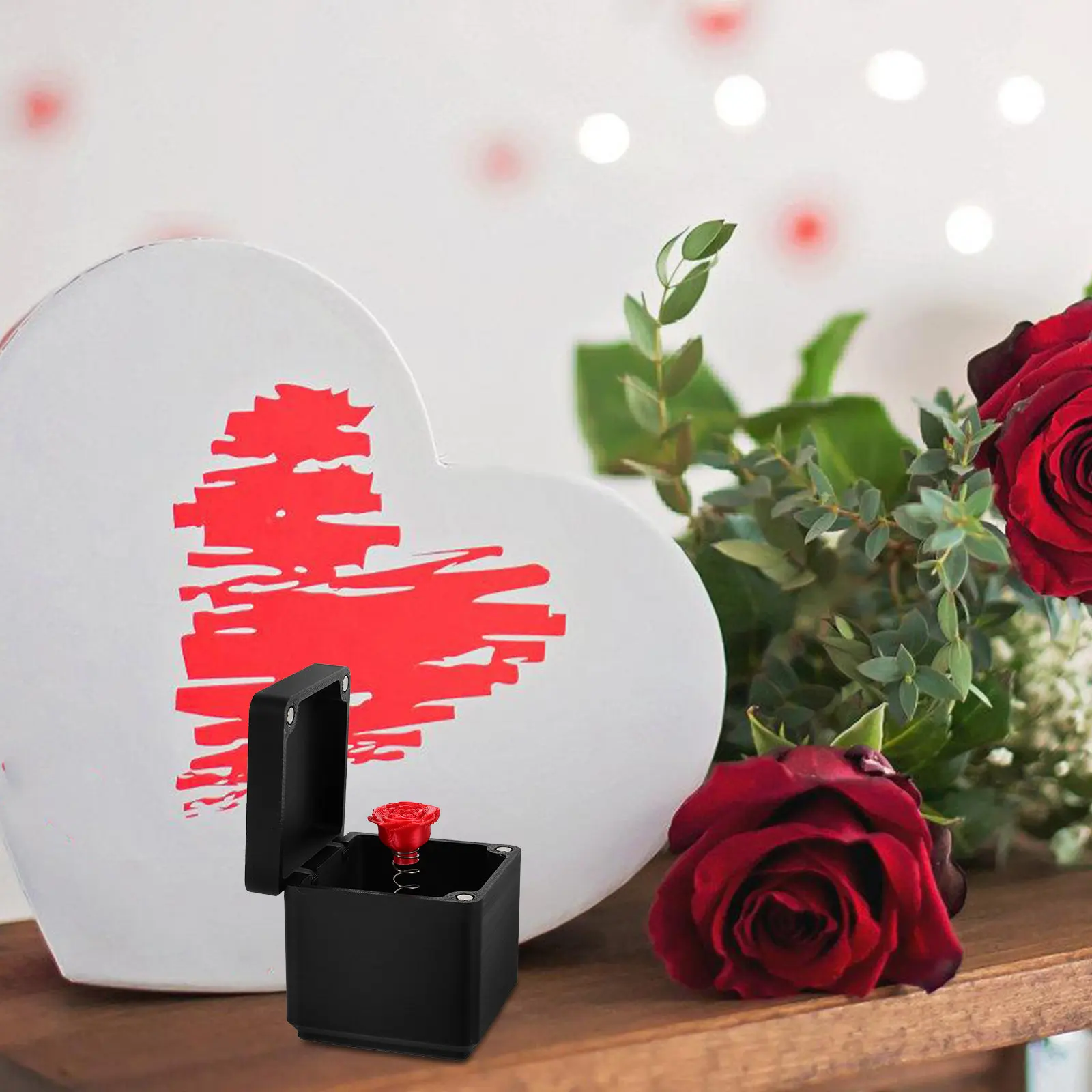 

Prank Gift Valentines Day Rose Gift Box Rose in A Box Style Romantic Surprise for Girlfriend Wife Heart Flower Lasting Fun