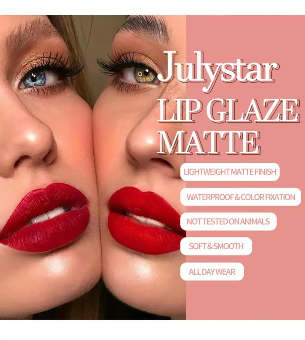 Julystar 18 Color Lipstick Matte Waterproof And Long-lasting Nude Lip Gloss Moisturizer Nonstick Cup Lip Tint Beauty Cosmetics