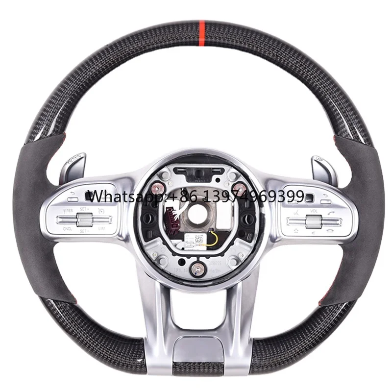 China Factory Custom Led Leather Forged Carbon Fiber Car Steering Wheel for Benz AMG