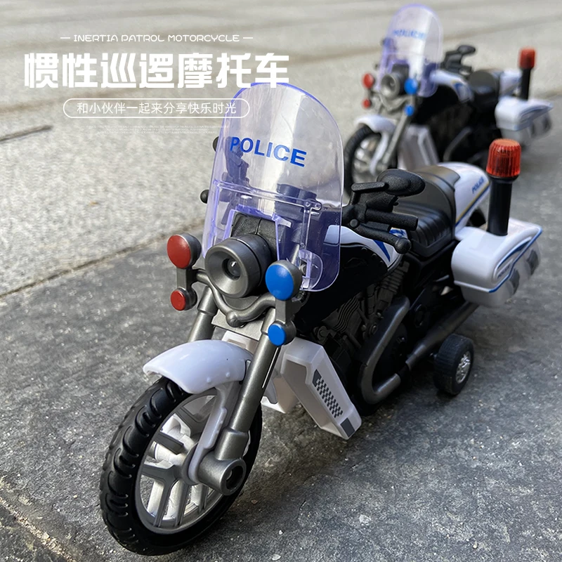 Toys Simulation Motorcycle Model Educational Friction Vehicle Toys Friction Mini Police Motor with Light and Sound