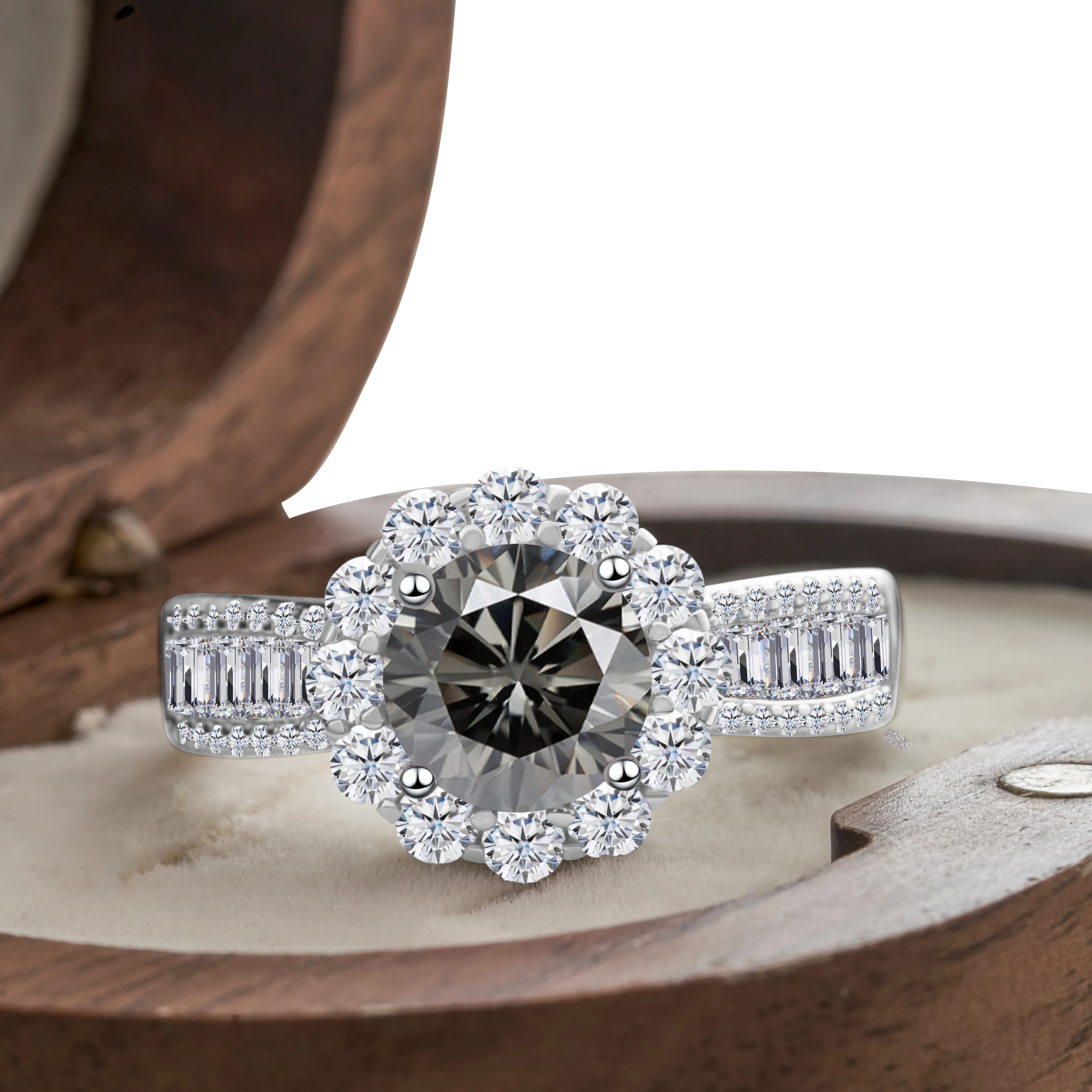 1,0 Karat Königsblau Farbe Moissan ite Ring Sterling Silber massiv Gelbgold Farbe Hochzeit Verlobung ringe für Frauen – Detail 3