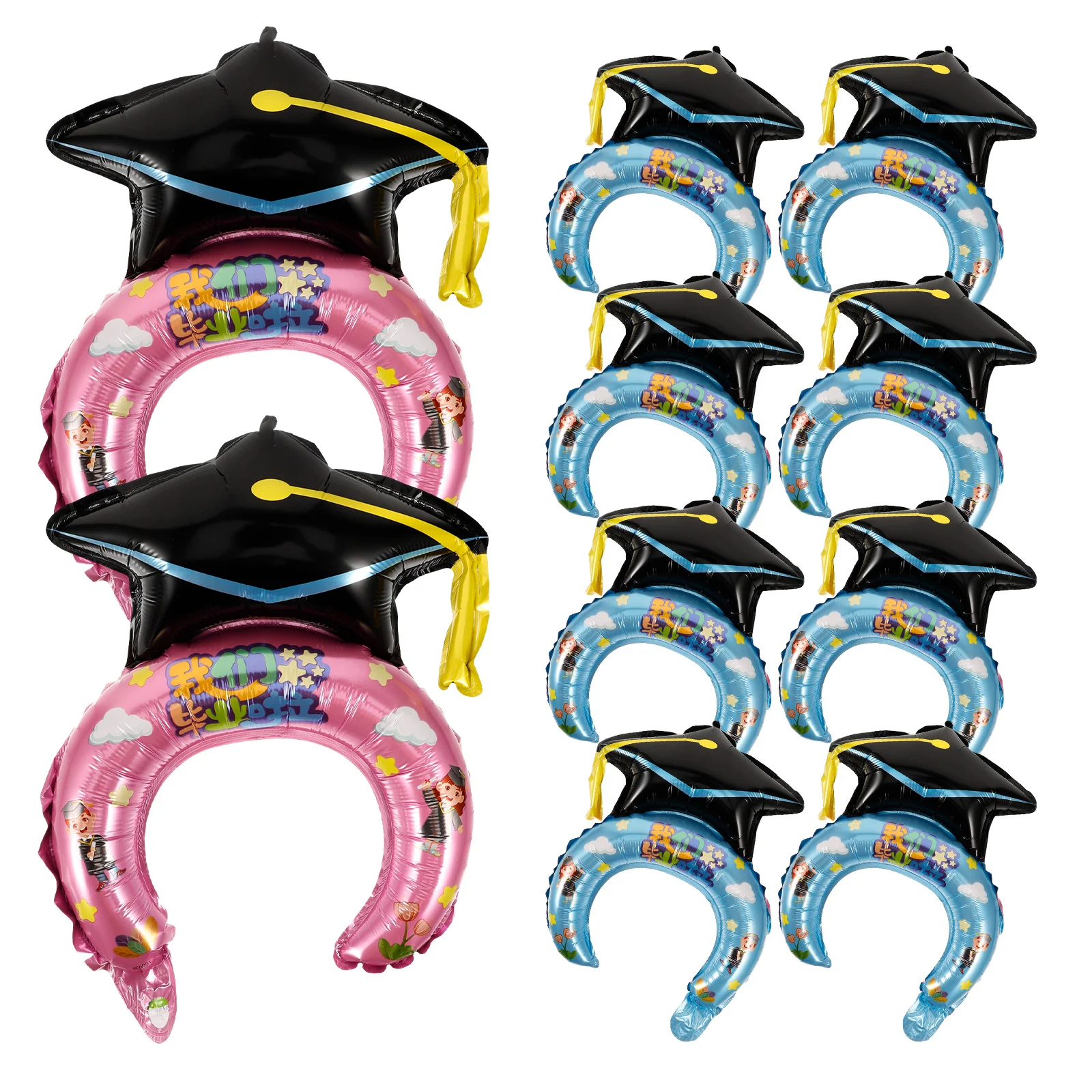 

50pcs Graduation Headbands Inflatable Photo Prop Party Favors Cartoon Balloon Theme Accessories Green Lightweight Comfortable
