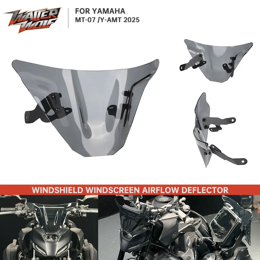 

Motorcycle Airflow Windscreen Deflector For Yamaha MT-07 2025 MT07 YAMT MT 07 Y-AMT Smoke Windshield Fairing Wind Screen Shield