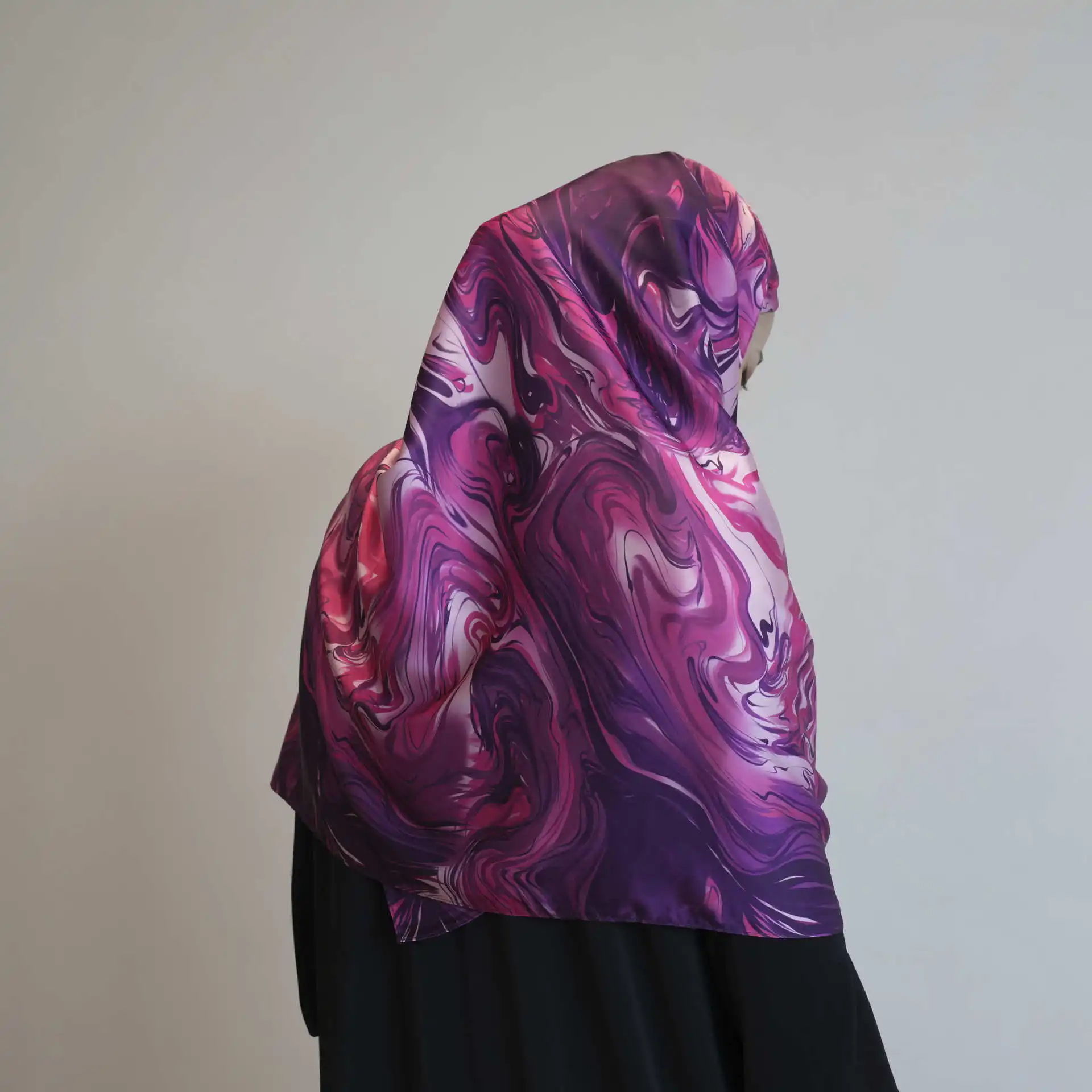 

New Tie-dye Print Headscarf Stretch-satin Chiffon Hijab Turban Head Scarf Headwraps for Women Head Wrap for Women Ramadan Hijabs