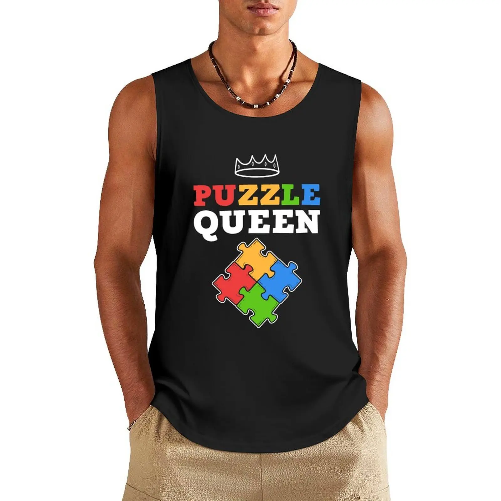 

Puzzle Queen Jigsaw Puzzle Tank Top Vest for boy sleeveless tshirts for men bodybuilding man