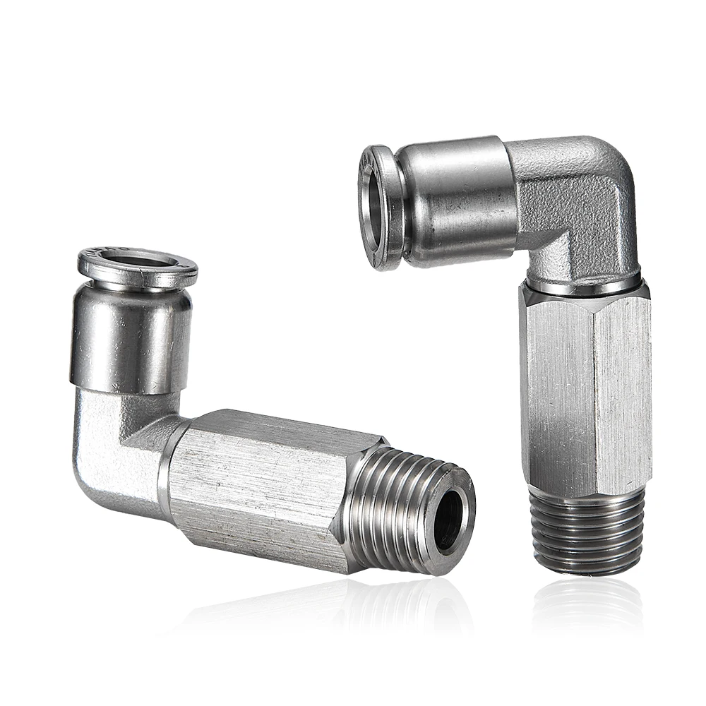 أطول الكوع PPL 1/8 "1/4" 3/8 "1/2" 3/4 "BSP ذكر x 4 6 8 10 12 16 مللي متر دفع في توصيل هوائي تركيب الهواء 304 الفولاذ المقاوم للصدأ