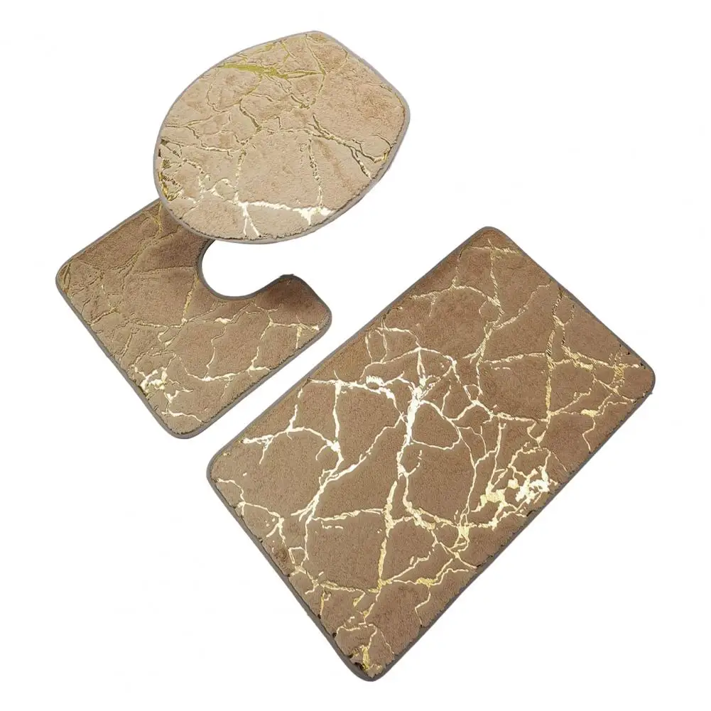 3Pcs/Set Bath Mats Non-slip Toilet Carpet Quick Dry Polyester Marble Toilet Lid Cover Bathroom Rug Bathroom Products