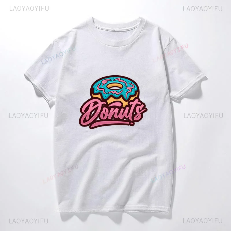 

Donut lovers cartoon print fashion street Wear Harajuku casual trend summer men women universal short-sleeved T-shirts