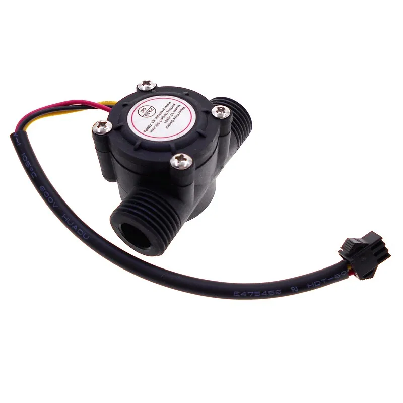 Sensor de flujo de agua YF-S201, interfaz G1/2 de 4 puntos, dispensador de agua, caudalímetro Hall, negro y blanco