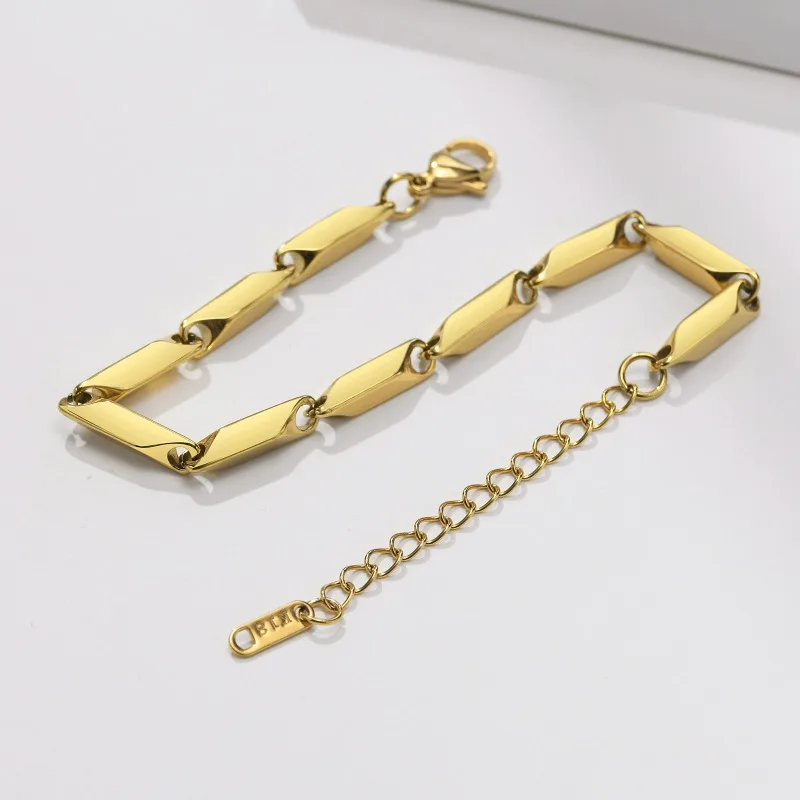 18cm Gold/Silver/Black Flat Stainless Steel Snake Bone Chain Bracelet  Wristband Jewelry Gift for Husband Dad Son Daily Wear