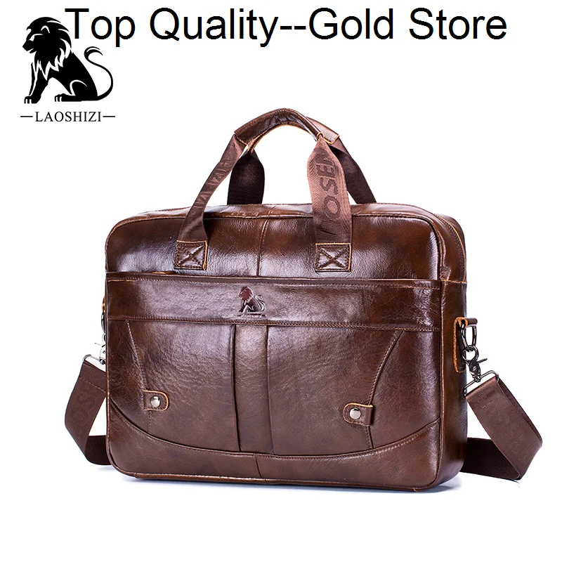 

Genuine leather vintage men's business Briefcase fashion messenger bags for man shoulder bag postman male Handbags big computer